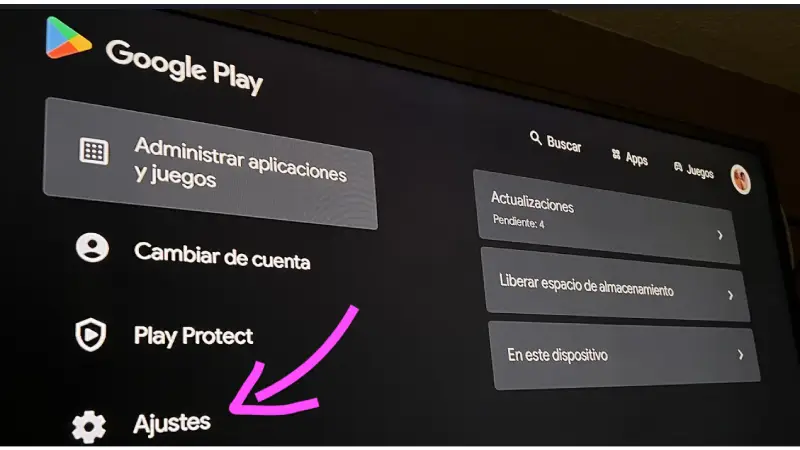 como actualizar pa Google Play de Android TV